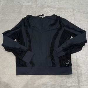 Rebecca Minkoff Black Lace Trim Blouse Top